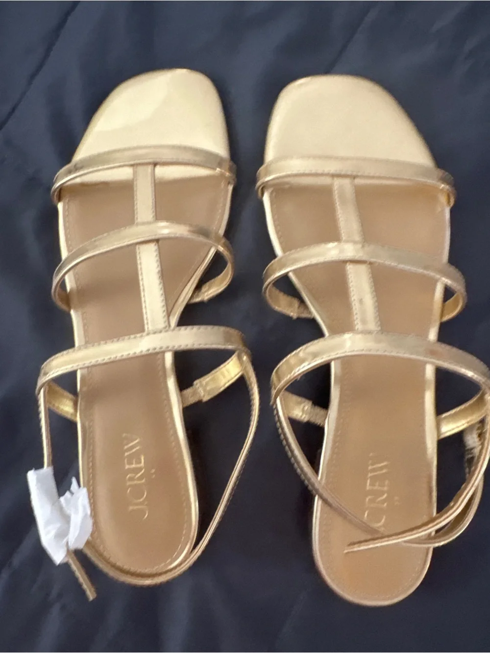 J Crew Metallic Gold Strappy Flat Sandals for Women NWOT